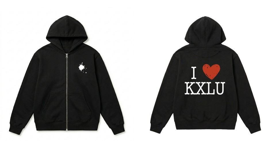 $100 Donation I ❤️ KXLU Zip-Up Hoodie